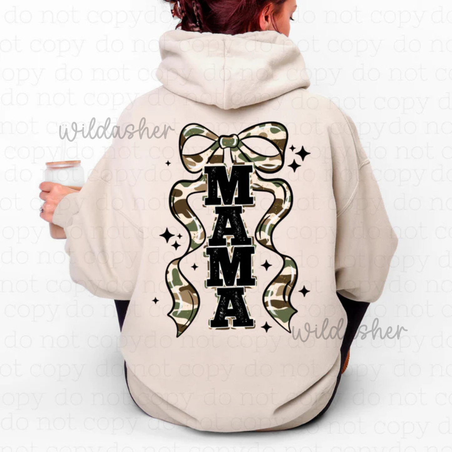 Mama Vertical CAMO BOW (will come on back unless noted otherwise)
