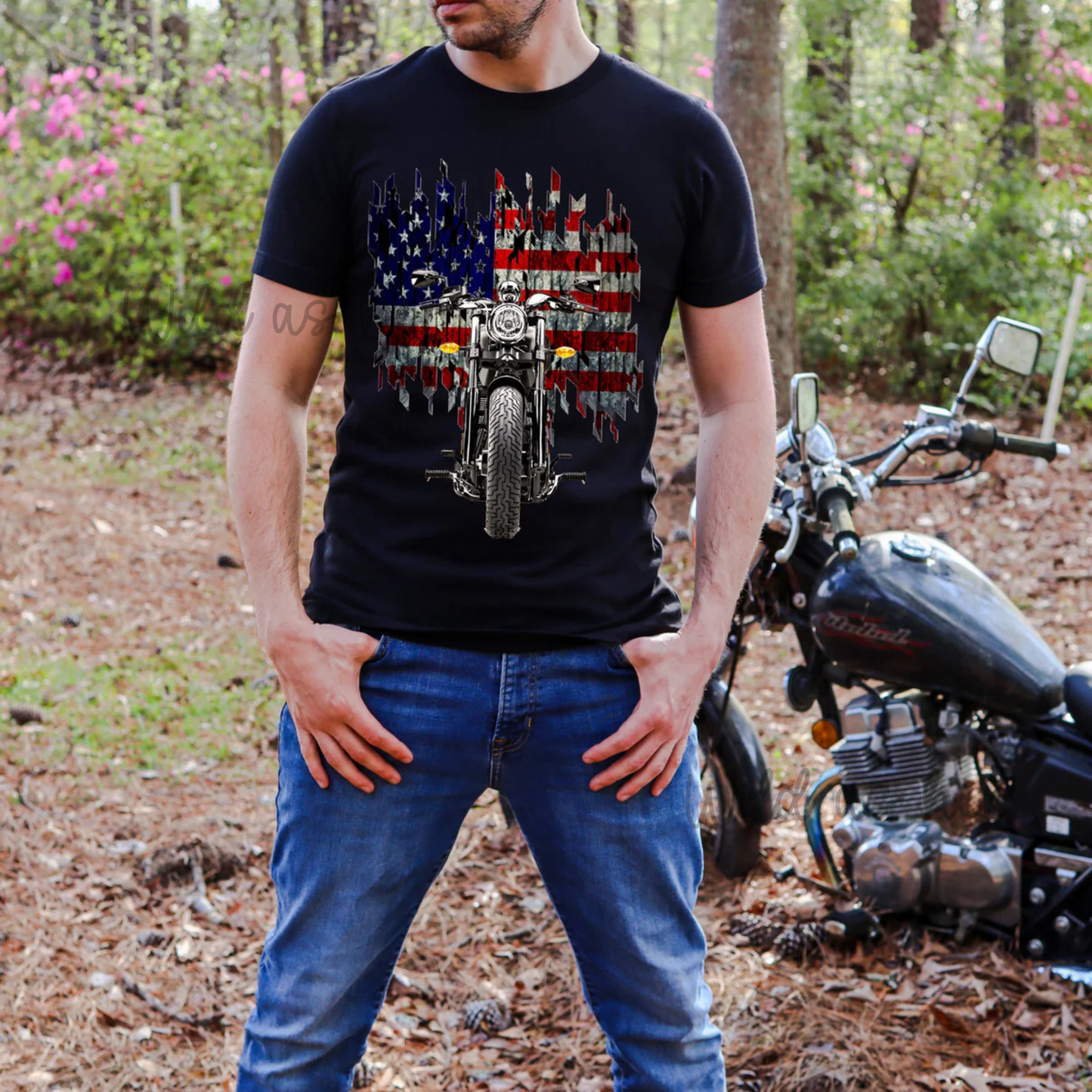 Flag with motorcycle