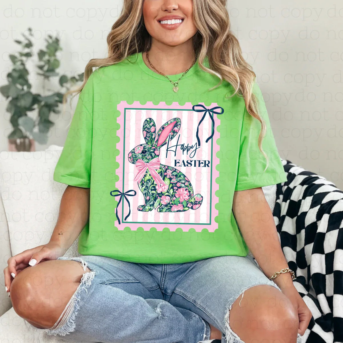 Happy easter stamp - floral bunny