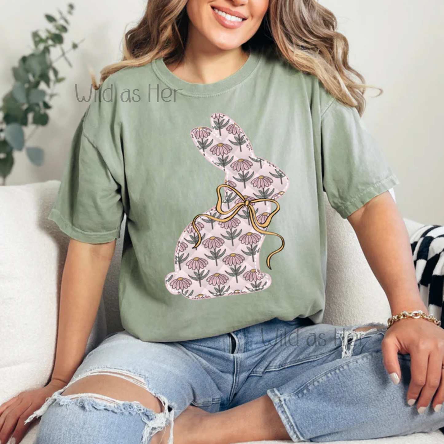 Pink Floral Bunny