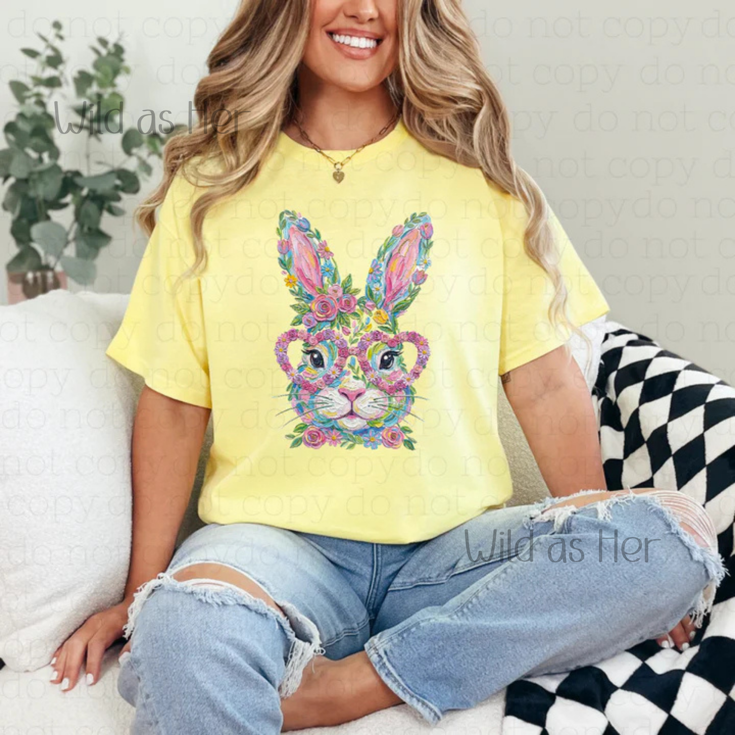 Oil painting, floral bunny with glasses