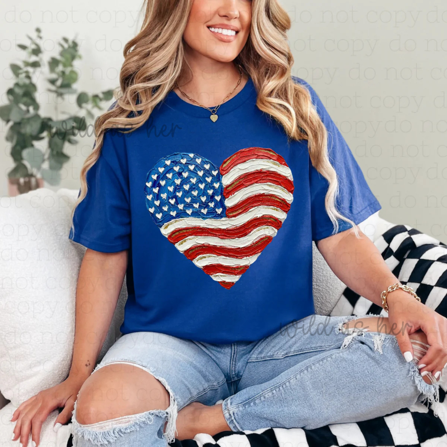 Oil Paint American Flag Heart