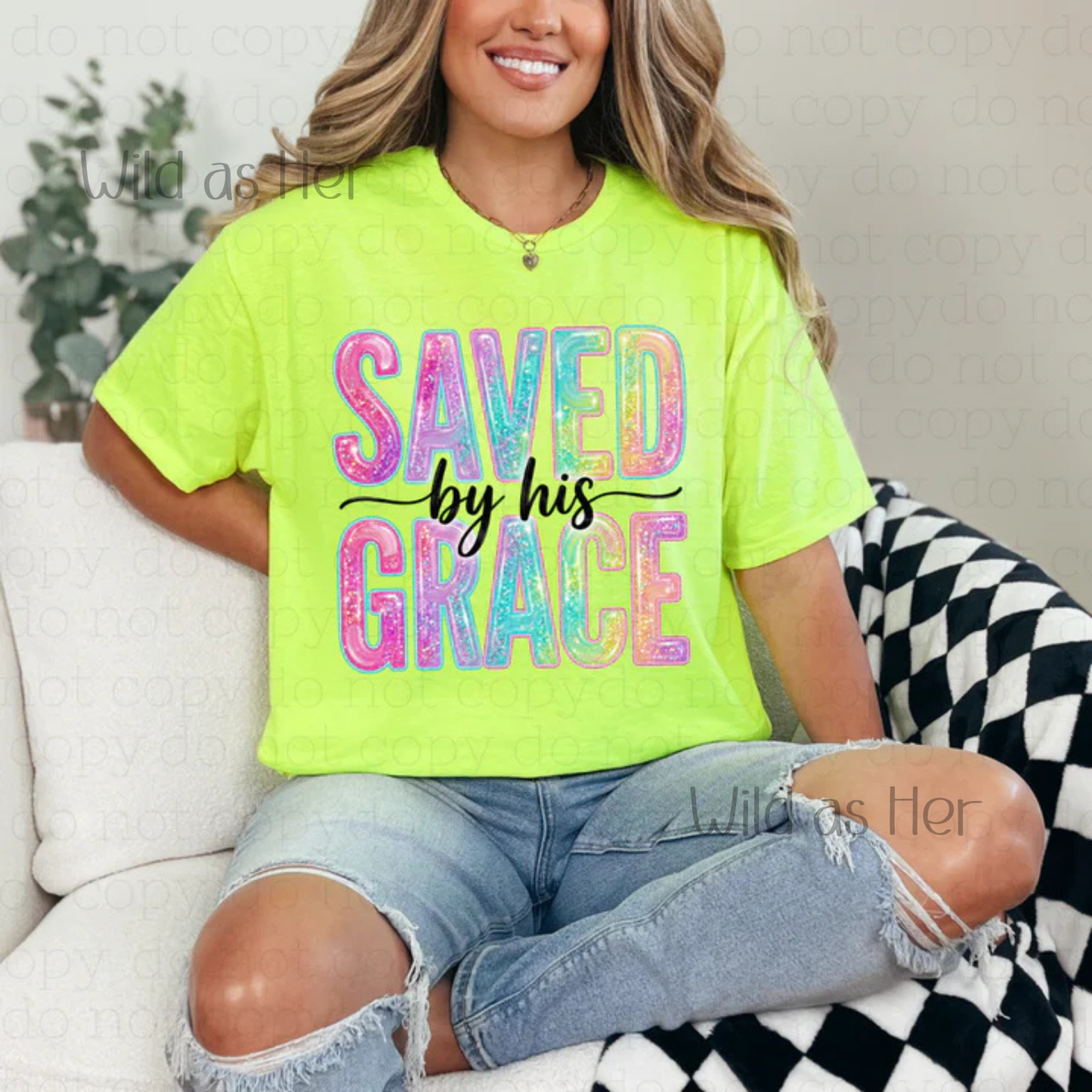 Saved by His Grace, neon glitter