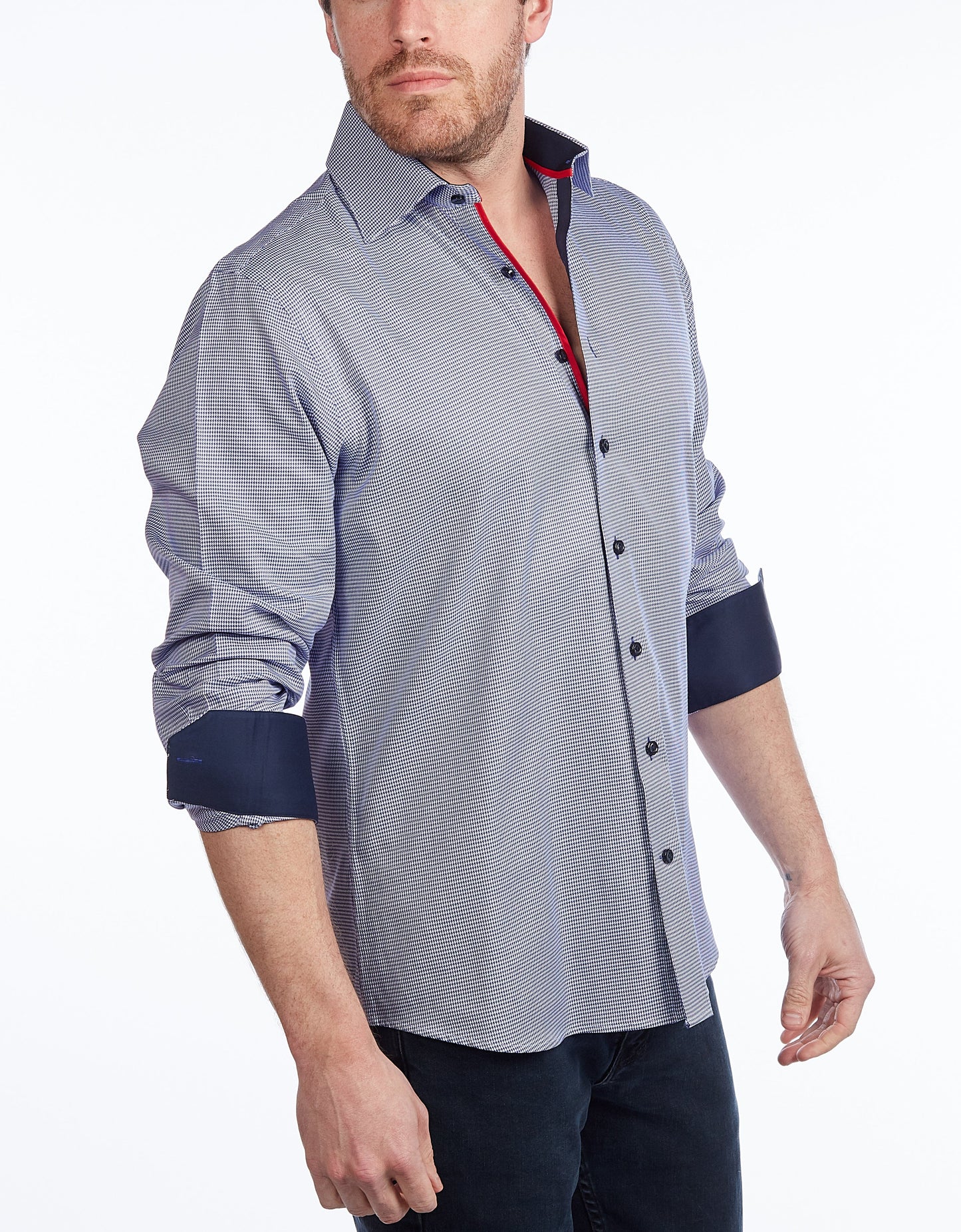 Contrast Collar Button-Up Shirt // - Contemporary Fit - contrast trimming- final sale
