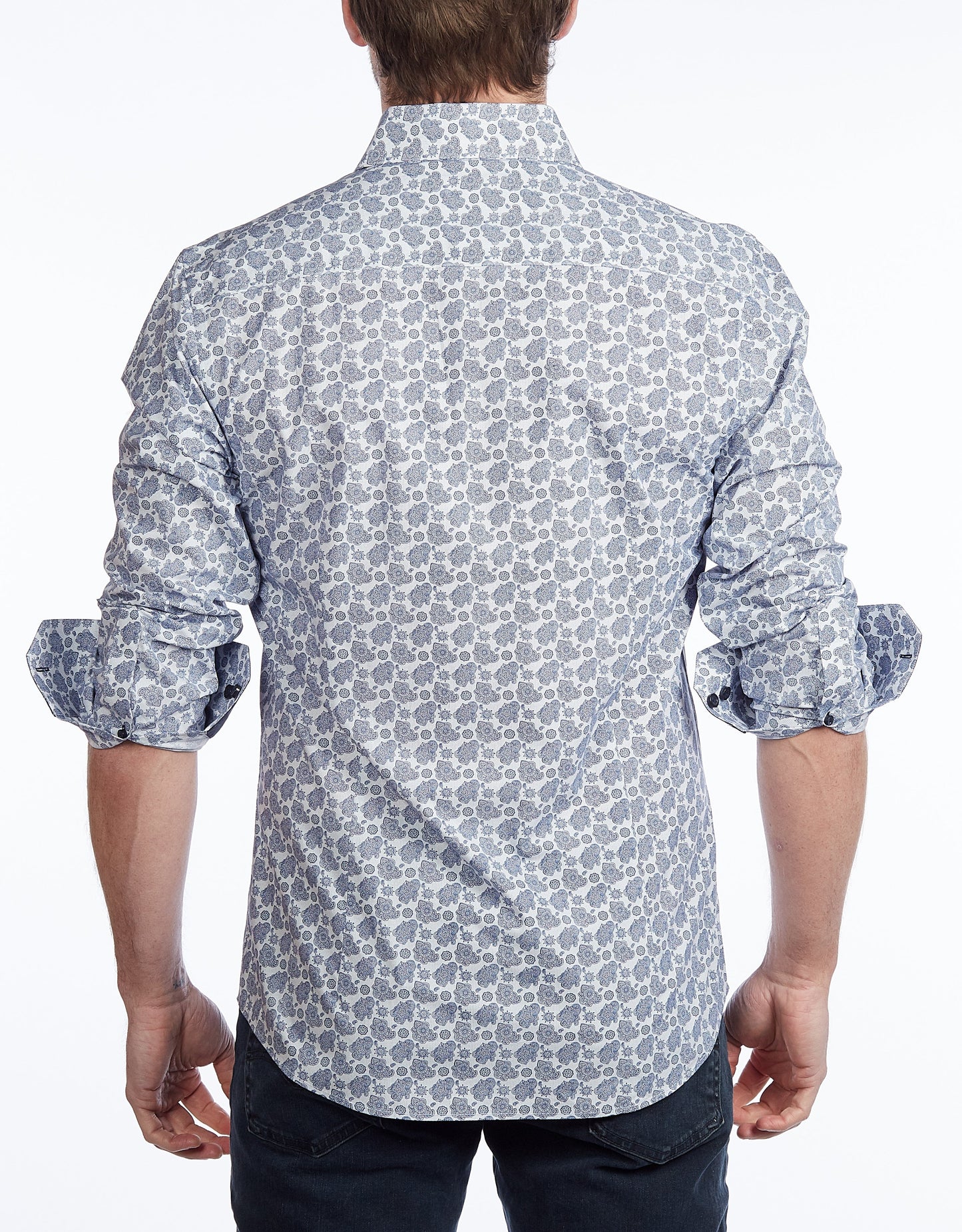 Contrast Collar Button-Up Shirt // Navy - Contemporary Fit - Contrast trimming - final sale