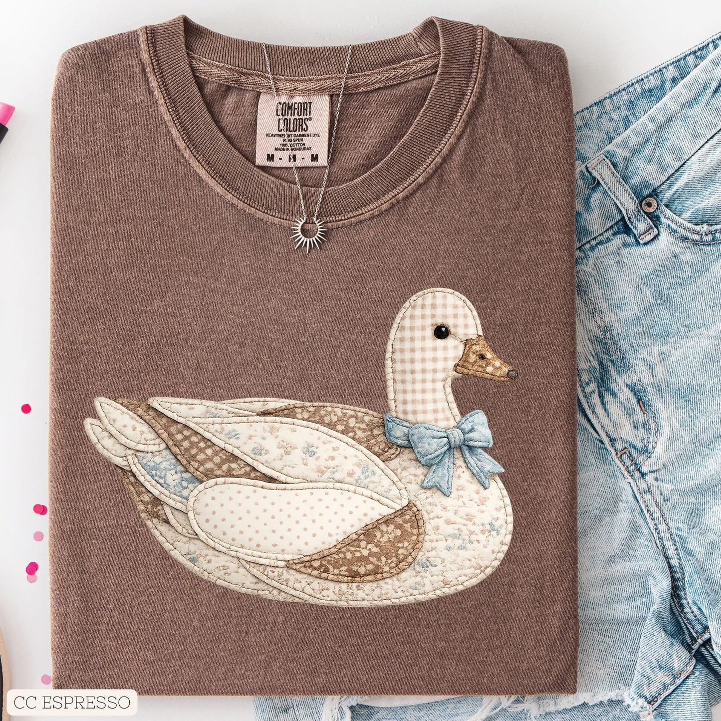 quilted patchwork duck with bow
