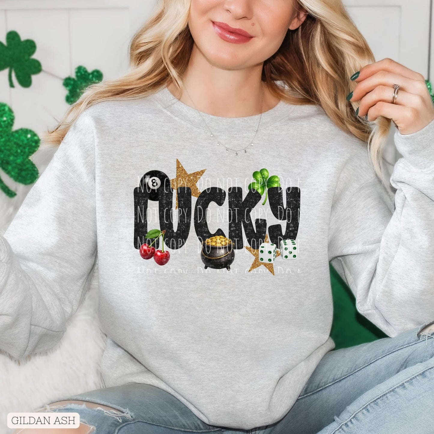 Lucky with stars and pot of gold