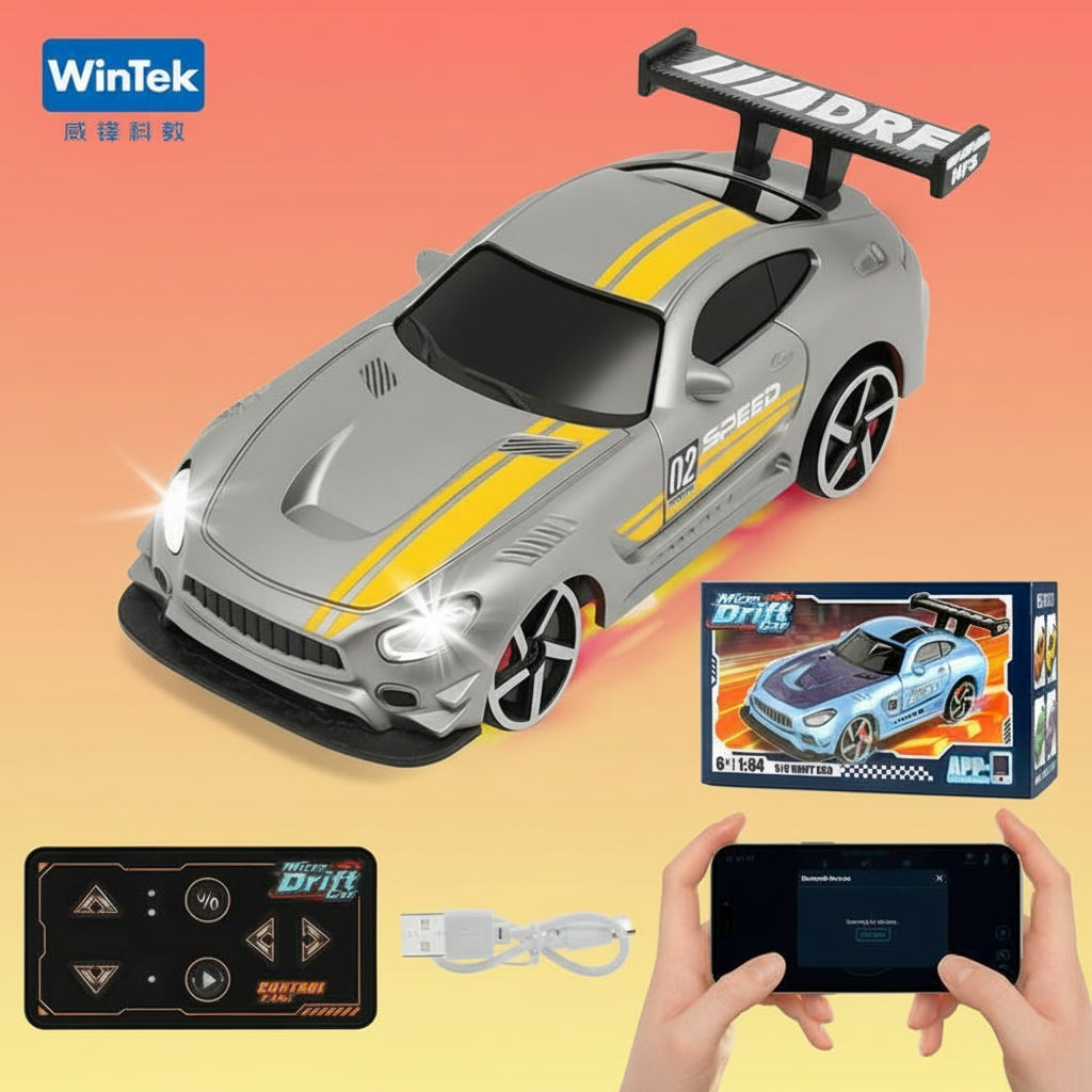 2026 Wintek 1:64 Mini Drift RC Car – Adult Desktop Racing Toy, App-Controlled RC with LED Lights & Adjustable Speed, Cool Gift for Boyfriend & Men