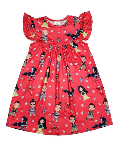 Warrior Princess Milk Silk Flutter Dress