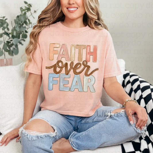 Faith over Fear, oil paint neutral pink