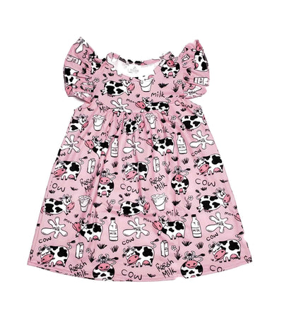 Pink Cow Milk Silk Flutter Dress