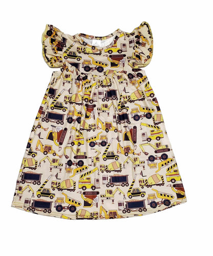 Construction Milk Silk Flutter Dress