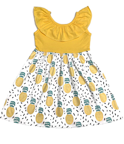 Pineapple Ruffle Tank Milk Silk Dress