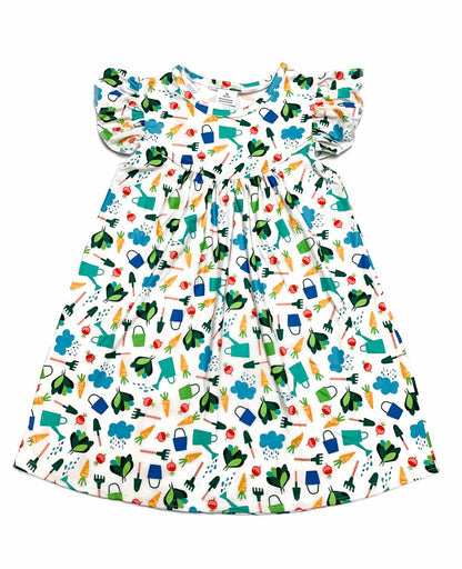 Garden Flutter Milk Silk Dress