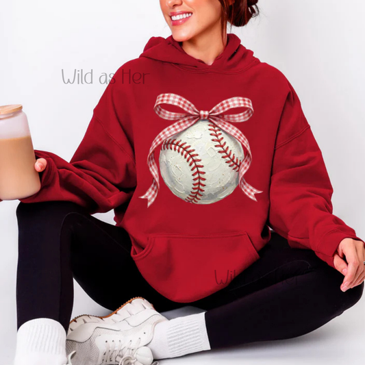 Gingham Baseball Bow