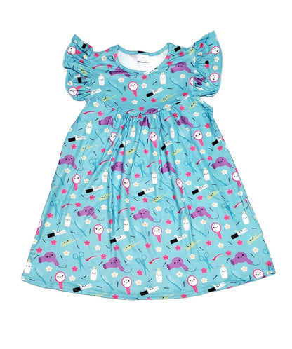 Hairdresser Milk Silk Flutter Dress
