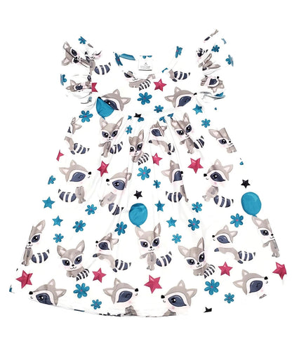 Raccoon Milk Silk Flutter Dress