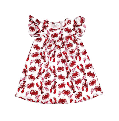 Crustacean Milk Silk Flutter Dress