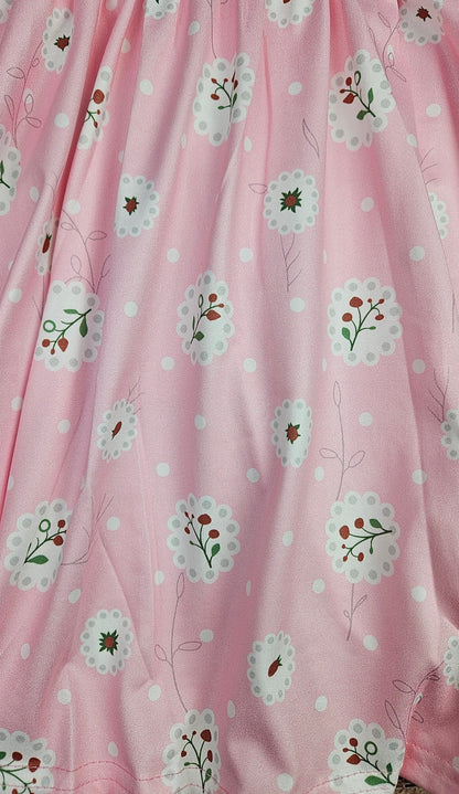 Pink Floral Milk Silk Twirl Dress