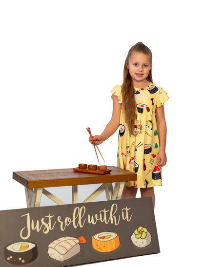 Sushi Milk Silk Flutter Dress