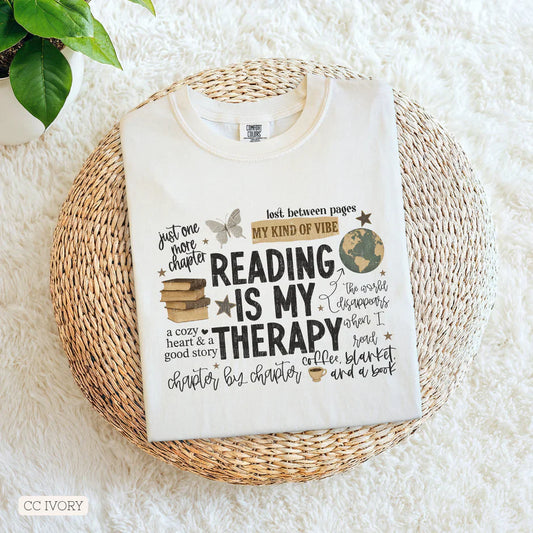 Reading is my therapy word collage