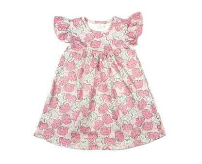 Frosted Cookie Milk Silk Flutter Dress