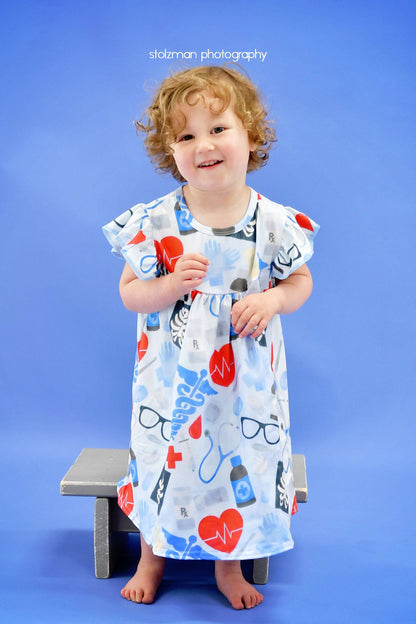 Doctor Inspired Flutter Milk Silk Dress