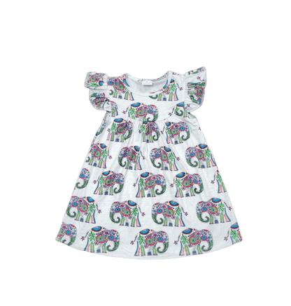 White Elephant Milk Silk Flutter Dress