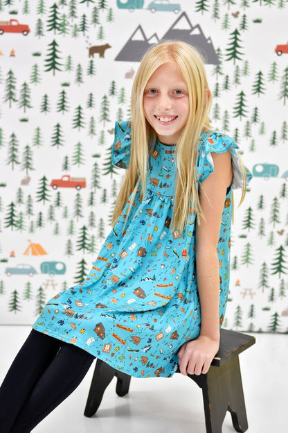 Hiking Milk Silk Flutter Dress