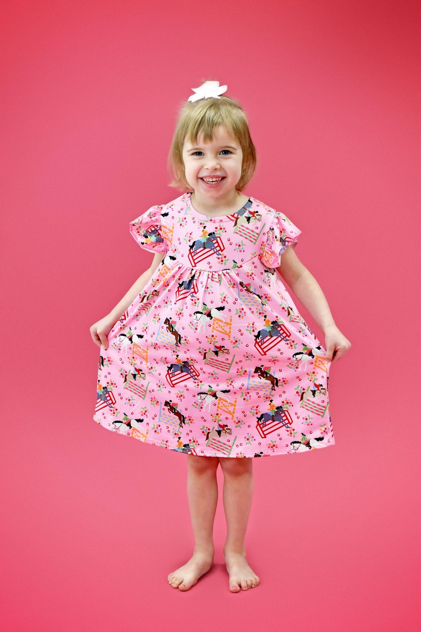 Stadium Jumping Milk Silk Flutter Dress