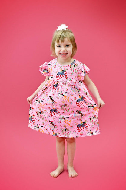 Stadium Jumping Milk Silk Flutter Dress