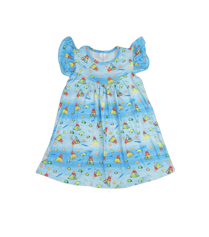Volcano Milk Silk Flutter Dress