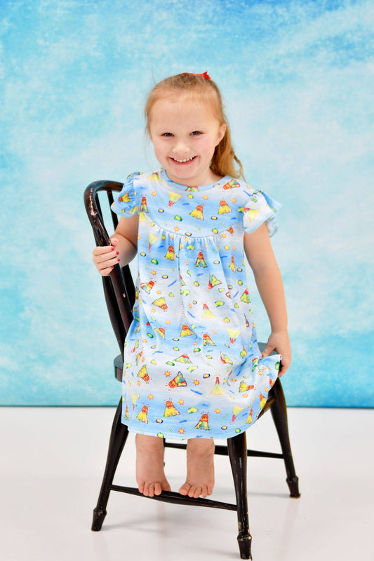 Volcano Milk Silk Flutter Dress