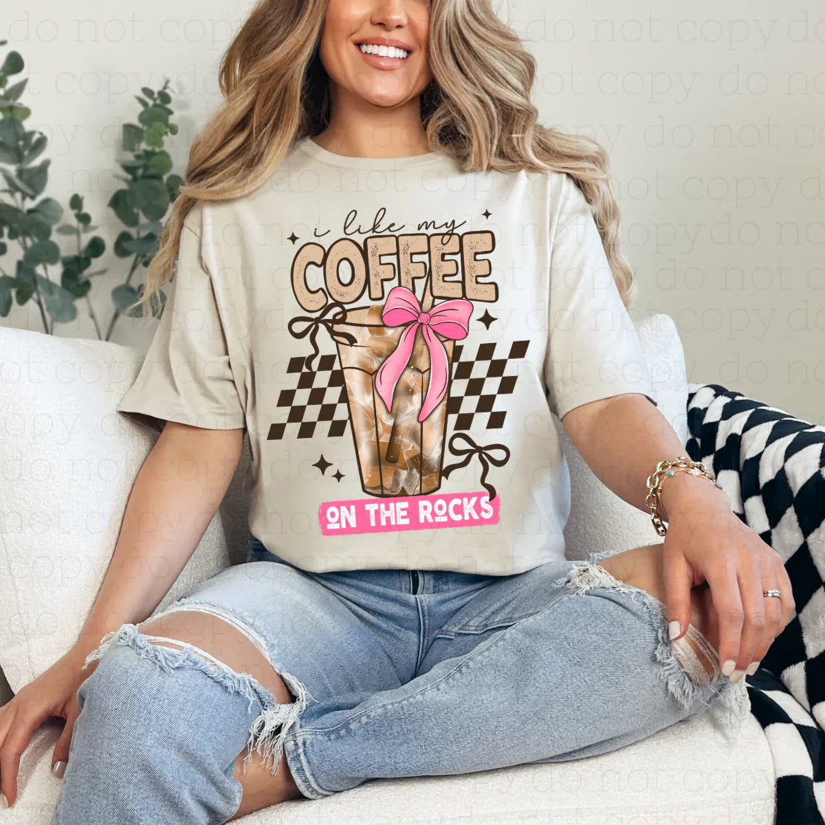 I like my coffee on the rocks - pink bow