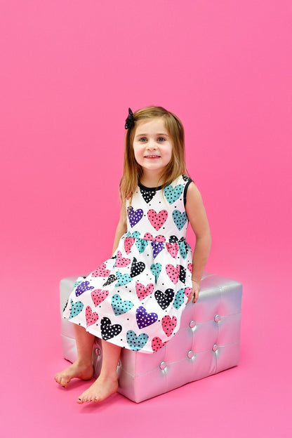 Polka Dot Heart Milk Silk Tank Dress