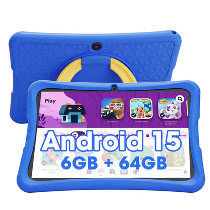 10.1 Inch Android 15 Kids Tablets 2025,6GB RAM + 64GB Rom,Parent Control Kids Education Children Tablet with Wifi,Kid-Proof Case,Blue