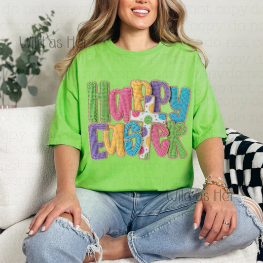 Happy Easter, colorful faux crochet