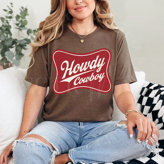 howdy cowboy red plate