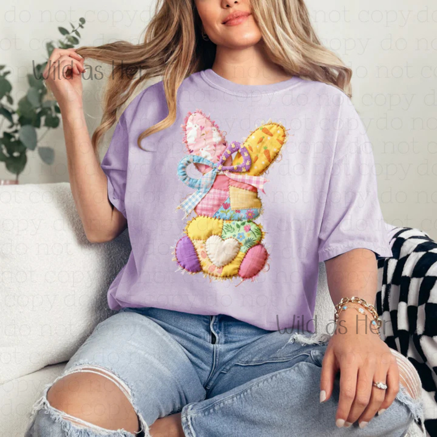 Patchwork Bunny with heart butt