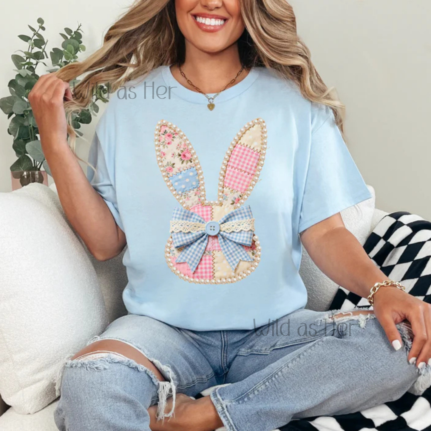 Quilted Bunny W Bow