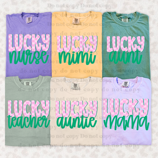 Checkered Lucky MAMA/NURSE/TEACHER etc