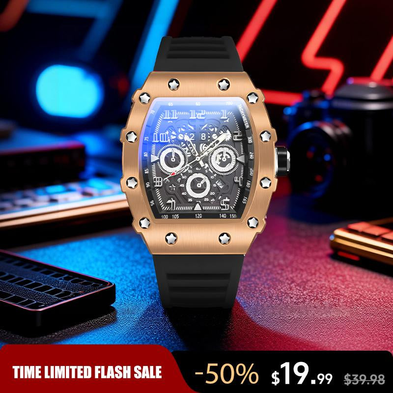 Men'S Colorful Punk Style Quartz Watch, Multi.Functional Waterproof Dual Display Wristwatch, Trendyfashion Sport Watch, Birthday Gift with Gift Boxfashionable Wristwatch Multifunctional Men Luminous Hand