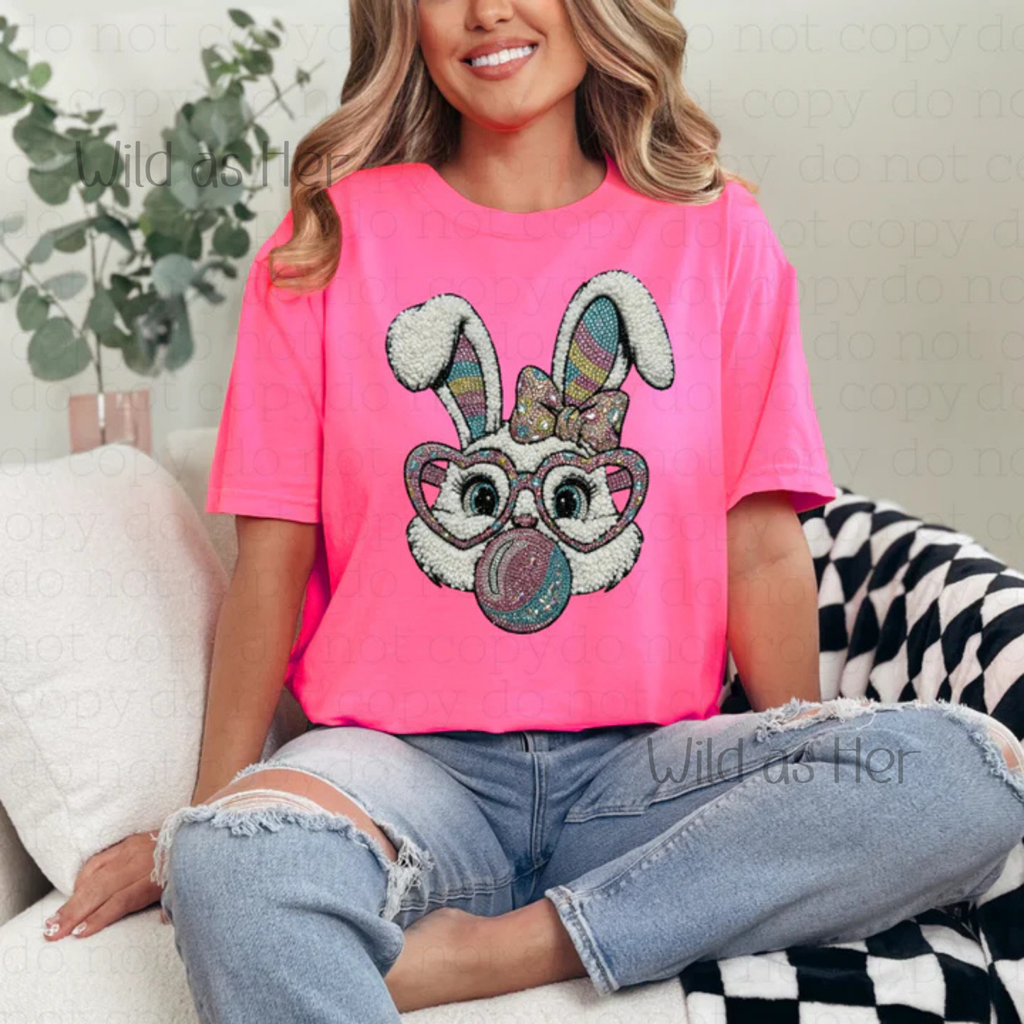Faux Rhinestone Bubble Gum Bunny