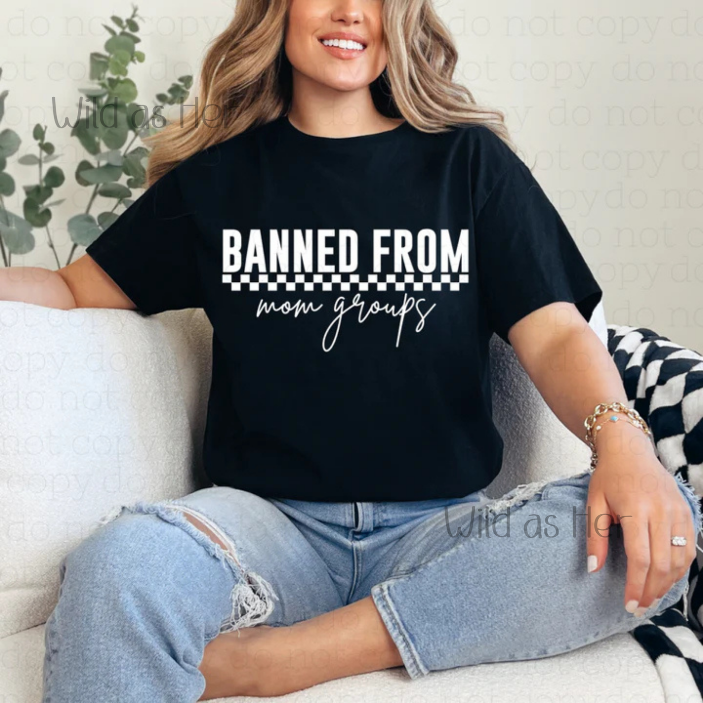 Banned from Mom Groups, white simple