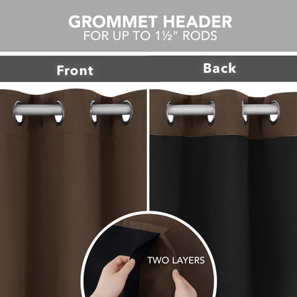 2-Layer Thermal Blackout Curtains, Tan, 52x72 Inch