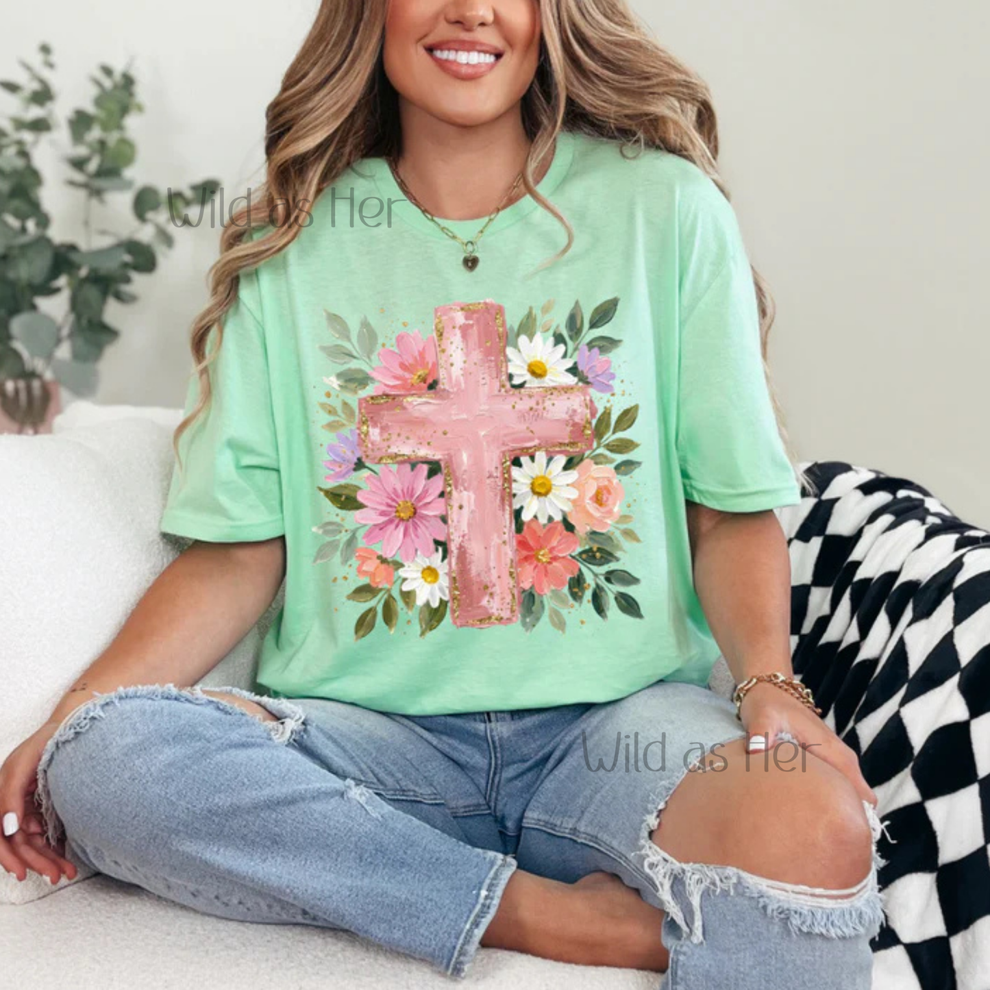 Pink Floral Cross