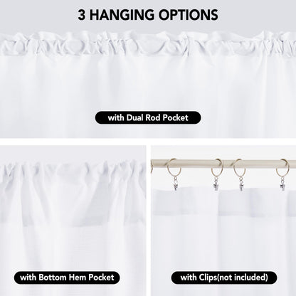 Linen Look Thermal Privacy Cafe Curtains, 2 Panels