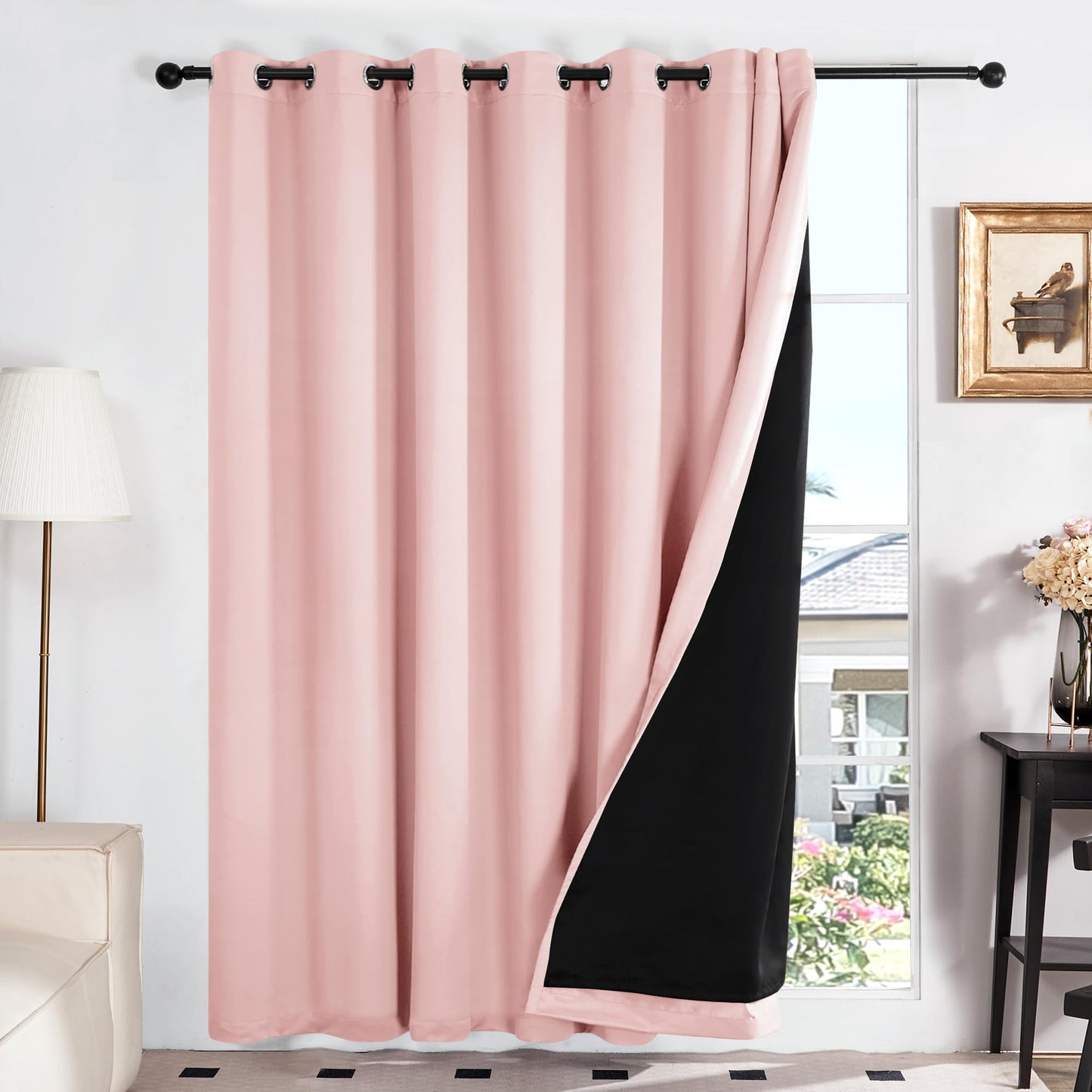 Double Layer Total Blackout Curtain, 1 Panel, White