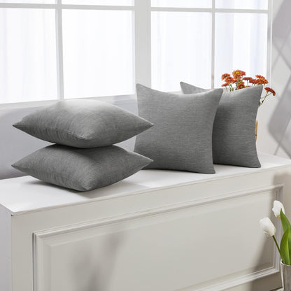 Decorative Linen Throw Pillow Covers, 18x18 Inch, 4 PCS