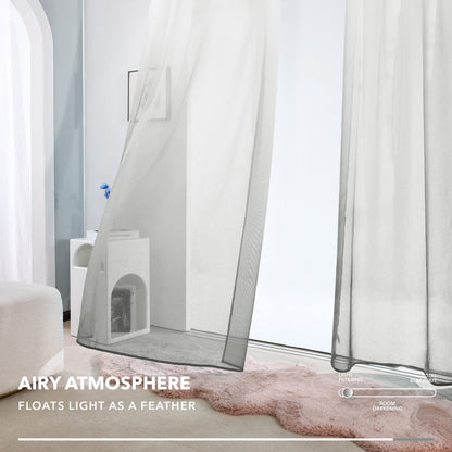 Ombre Sheer Voile Curtains, Rod Pocket, Light Grey